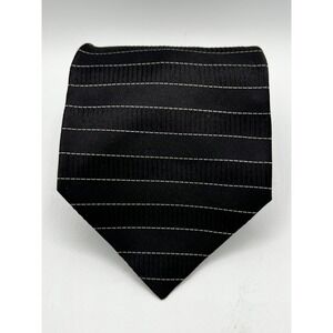 TODAY'S MAN Men's 100% Silk‎ Necktie Italy Designer Black Stripe W:4" L:58.5"